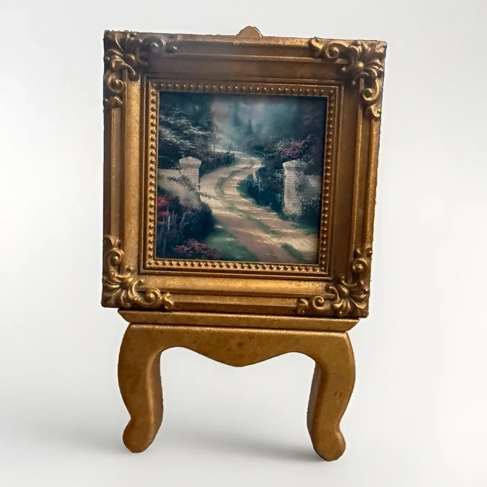 Thomas Kinkade Gold Ornate Baroque Picture Frame Tabletop Stand Easel